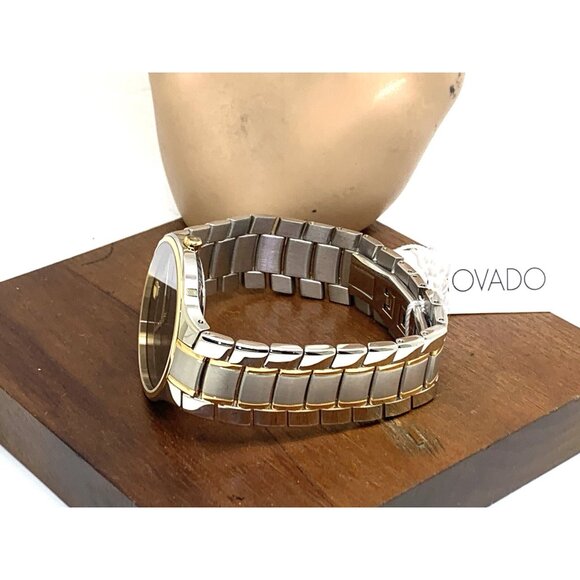 Movado Men's Watch 0607284 Serio Black Dial Swiss Quartz Two Tone Steel 38mm - Picture 9 of 14